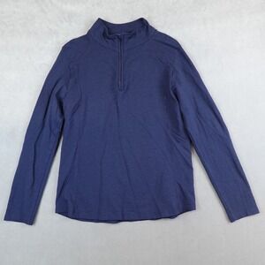 Tasc Performance Top Womens 1/4 Zip Blue Large Bamboo Org Cotton Long Sleeves